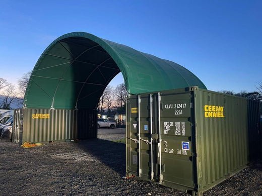 Discover Our Stunning 33x20 Container Canopy for Camper Van Rentals