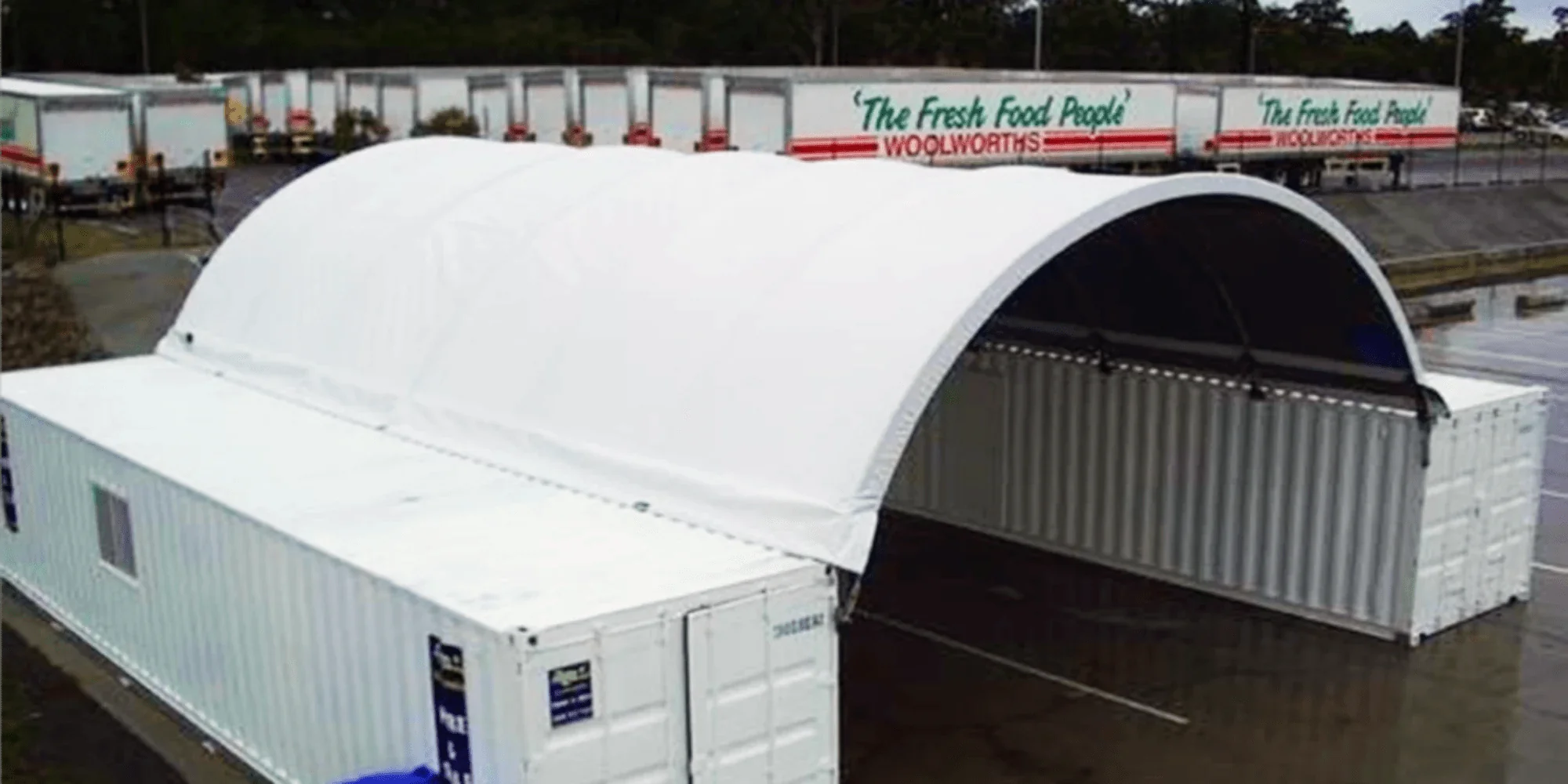 Functional 26x40 Container Shelter: Offering extensive outdoor coverage and versatility, from storage to work areas and more.