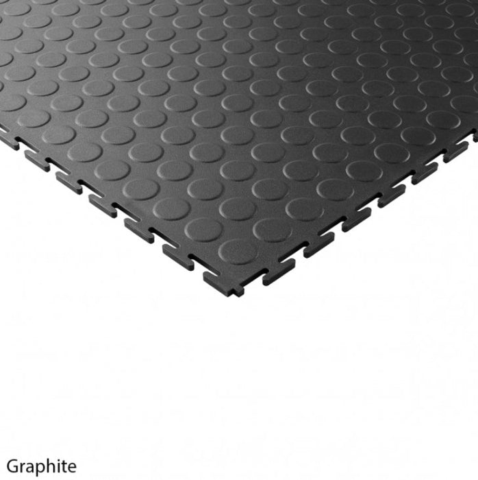 Industrial Floor Tile | Raised Disc | 7h x 500w x 500d mm | Pack of 4 | Graphite