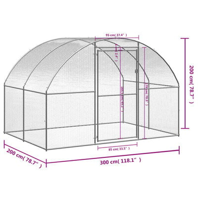 vidaXL Outdoor Chicken Coop 3x2x2 m Galvanised Steel