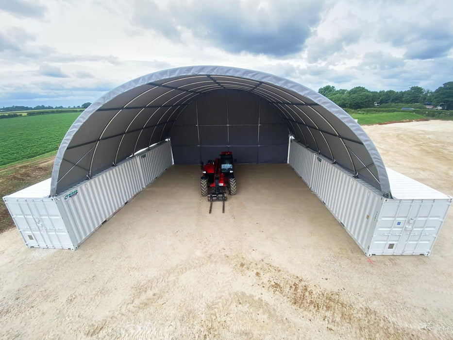 Functional 26x40 Container Shelter: Offering extensive outdoor coverage and versatility, from storage to work areas and more.