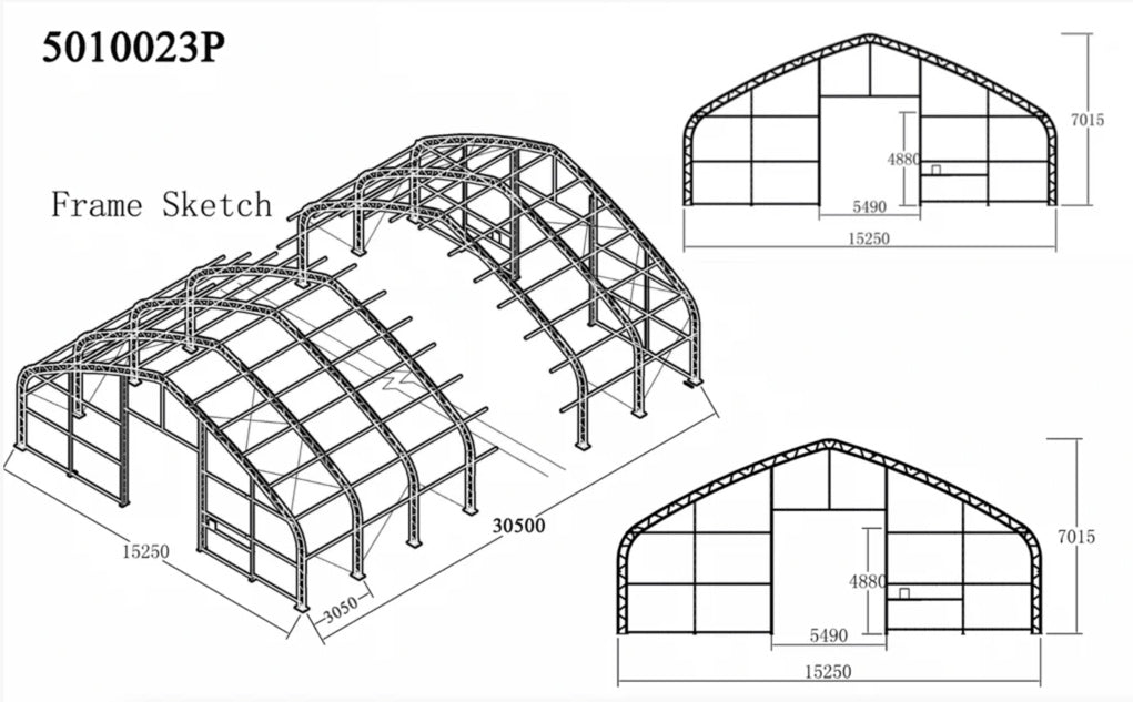 50ft x 100ft x 23ft Storage tent - Varna Buildings